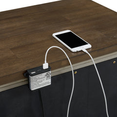 2-Drawer Nightstand, Poplar Wood with Acacia Veneer, USB Port, Brown