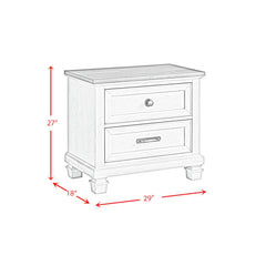 2-Drawer Nightstand, Poplar Wood with Acacia Veneer, USB Port, Brown