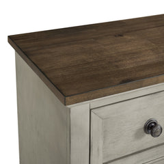 2-Drawer Nightstand, Poplar Wood with Acacia Veneer, USB Port, Brown