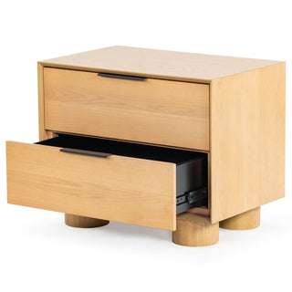 2-Drawer Nightstand, Solid Rubberwood and Manufactured Wood, Rectangular