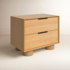 2-Drawer Nightstand, Solid Rubberwood and Manufactured Wood, Rectangular