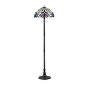2-Light Floor Lamp with Stained Glass Bowl Shade in Antique Bronze