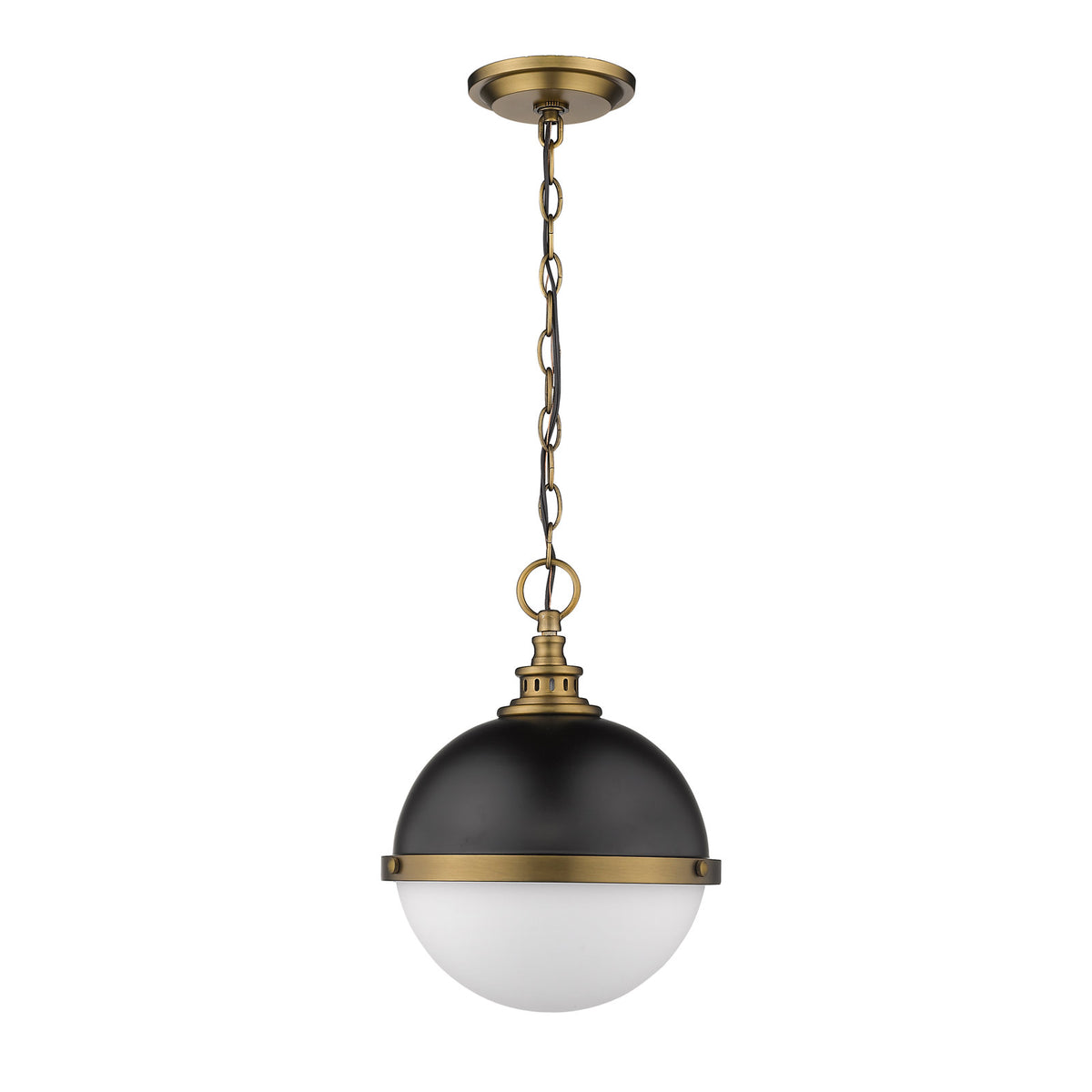 2-Light Globe Pendant Light in Matte Black and Bronze with Frosted Glass Shade