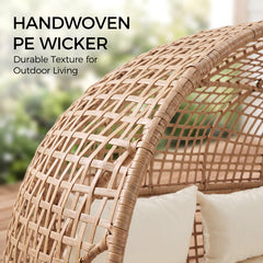2-Person Lounge Chair, Wicker with Steel Frame and Cushions, Beige