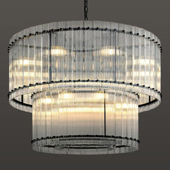 2-Tier Round Crystal Chandelier with 16 LED Lights in Matte Black
