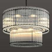 2-Tier Round Crystal Chandelier with 16 LED Lights in Matte Black