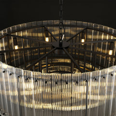 2-Tier Round Crystal Chandelier with 16 LED Lights in Matte Black
