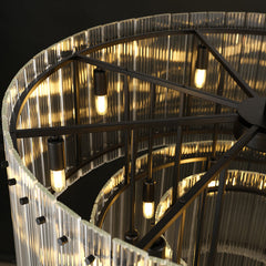 2-Tier Round Crystal Chandelier with 16 LED Lights in Matte Black
