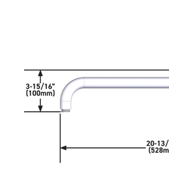 Dimensions | 20" Wall Mount Shower Arm, Polished Nickel manufacturer specification drawing with dimensions
