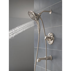 Tetra 17 Series Dual-Function Bathtub Faucet Trim, In2ition Shower Head with Handheld Spray Trim Kit in Stainless Steel | product photo