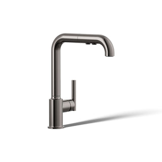 Purist Pull Out Bar Faucet with Accessories in Titanium