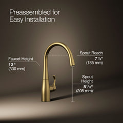 Kohler Simplice Single-Handle Bar Sink Faucet, Secondary Faucet with High-Arch Swing Spout | product photo