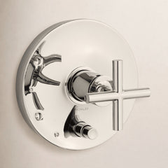 Purist Rite-Temp Pressure-Balancing Valve Trim with Cross Handle in Vibrant Polished Nickel | product photo