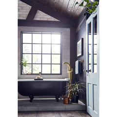Voss Single Handle Floor Mounted Tub Filler in Brushed Gold | product photo