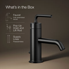 Purist Single Hole Bathroom Faucet with Drain Assembly in Matte Black | product photo