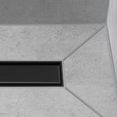 RainDrain Match Trim Zero/ Tile 47 1/4" with Height Adjustable Frame in Matte Black | detail photo