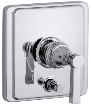 Pinstripe Rite-Temp Pressure-Balancing Shower Faucet Trim with Diverter and Plain Lever Handle in Polished Chrome