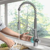 Oletto Touchless Sensor Commercial Pull-Down Single Handle Kitchen Faucet with QuickDock Top Mount Assembly in Stainless Steel