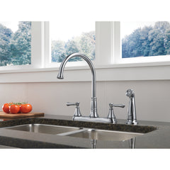 Cassidy Double Handle Kitchen Faucet with Side Spray in Arctic Stainless | product photo