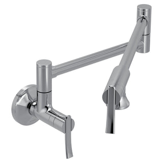 Chrome two-handle pot filler kitchen faucet