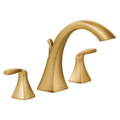 Voss Double Handle Deck Mounted Roman Tub Faucet Trim, Valve Required in Brushed Gold