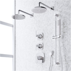 Sefina Thermostatic Shower System with Dual Showerheads, Slide Bar & Hand Shower, Chrome | product photo