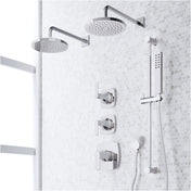Sefina Thermostatic Shower System with Dual Showerheads, Slide Bar & Hand Shower, Chrome