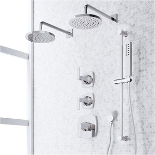 Sefina Thermostatic Shower System with Dual Showerheads, Slide Bar & Hand Shower, Chrome