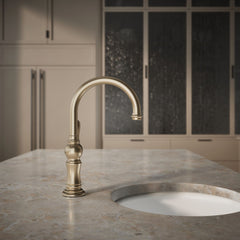 Artifacts Single-Hole Bar Faucet with Supply Lines in Brushed Bronze | product photo
