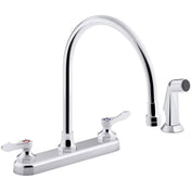 Triton Bowe Kitchen Sink Faucet with 9-516 In. Gooseneck Spout, Matching Finish Sidespray, Aerated Flow and Wristblade Handles