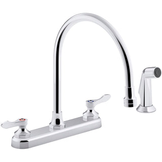 Triton Bowe Kitchen Sink Faucet with 9-516 In. Gooseneck Spout, Matching Finish Sidespray, Aerated Flow and Wristblade Handles