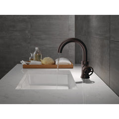 Trinsic Single Hole Bathroom Faucet with Wheel Handle, Single Handle Bathroom Sink Faucet in Venetian Bronze | product photo