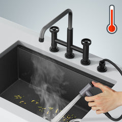 Urbix Bridge Faucet with Side Spray Included in Matte Black/Grey | product photo
