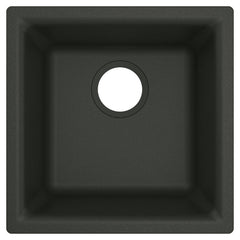 Host 15.75-Inch Wide x 7-Inch Deep Dual Mount Granite Single Bowl Kitchen or Bar Sink in Black | product photo