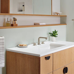 Concetto™ Mid-Arc Widespread Bathroom Faucet with Drain Assembly in Brushed Nickel | product photo