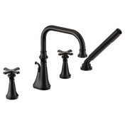 Colinet Double Handle Deck Mounted Roman Tub Faucet Trim with Handshower in Matte Black