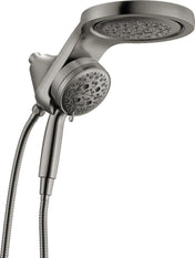 6-Setting HydroRain 2-in-1 Dual Shower Head with ProClean Spray, 1.75 GPM in Lumicoat Black Stainless
