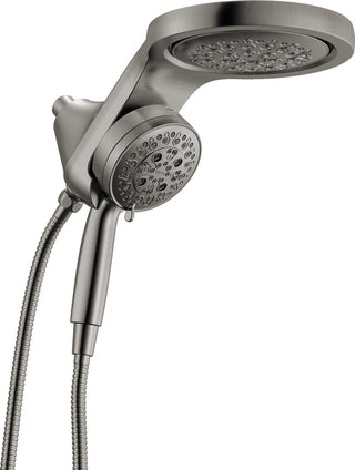 6-Setting HydroRain 2-in-1 Dual Shower Head with ProClean Spray, 1.75 GPM in Lumicoat Black Stainless