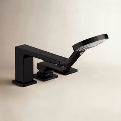 Metropol Single Handle Deck Mounted Roman Tub Faucet Trim with Diverter and Handshower in Matte Black | product photo