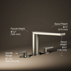 Kohler Composed Double Handle Deck Mounted Roman Tub Faucet Trim with Diverter in Vibrant Brushed Nickel | product photo