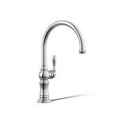 Artifacts Single-Hole Kitchen Faucet with Swing Spout, Arc Spout Design in Polished Chrome