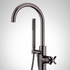 Vassor Floor Mounted Tub Filler Faucet and Valve in Gunmetal | product photo