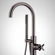 Vassor Floor Mounted Tub Filler Faucet and Valve in Gunmetal