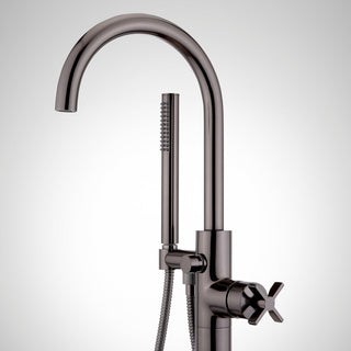 Vassor Floor Mounted Tub Filler Faucet and Valve in Gunmetal