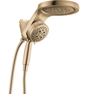 6-Setting HydroRain 2-in-1 Dual Shower Head with ProClean Spray, 1.75 GPM in Lumicoat  Champagne Bronze