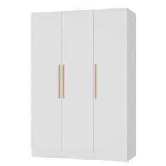 3-Door Armoire with Hanging Rod in White Solid and Manufactured Wood