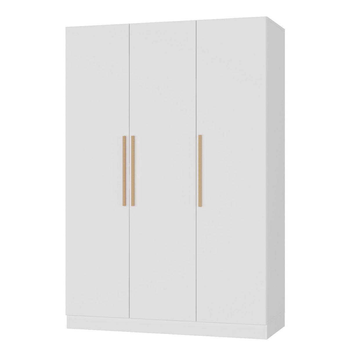3-Door Armoire with Hanging Rod in White Solid and Manufactured Wood