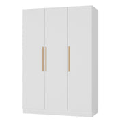 3-Door Armoire with Hanging Rod in White Solid and Manufactured Wood