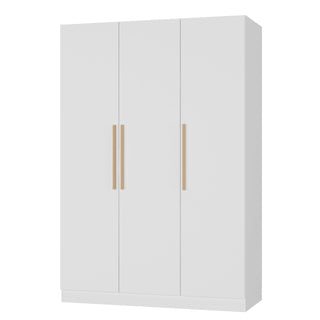 3-Door Armoire with Hanging Rod in White Solid and Manufactured Wood