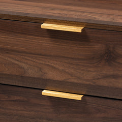 3-Drawer Chest, Engineered Wood, Walnut Brown, Gold-Tone Handles